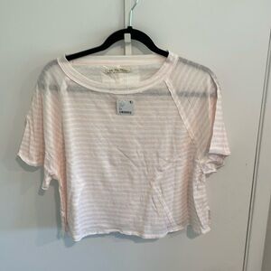 We The Free Striped Crop Tee Size Medium